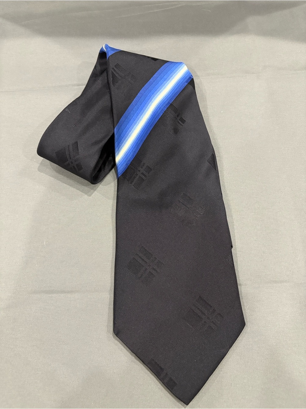 Hugo Boss Silk Black with a Blue Diagonal Striped Tie